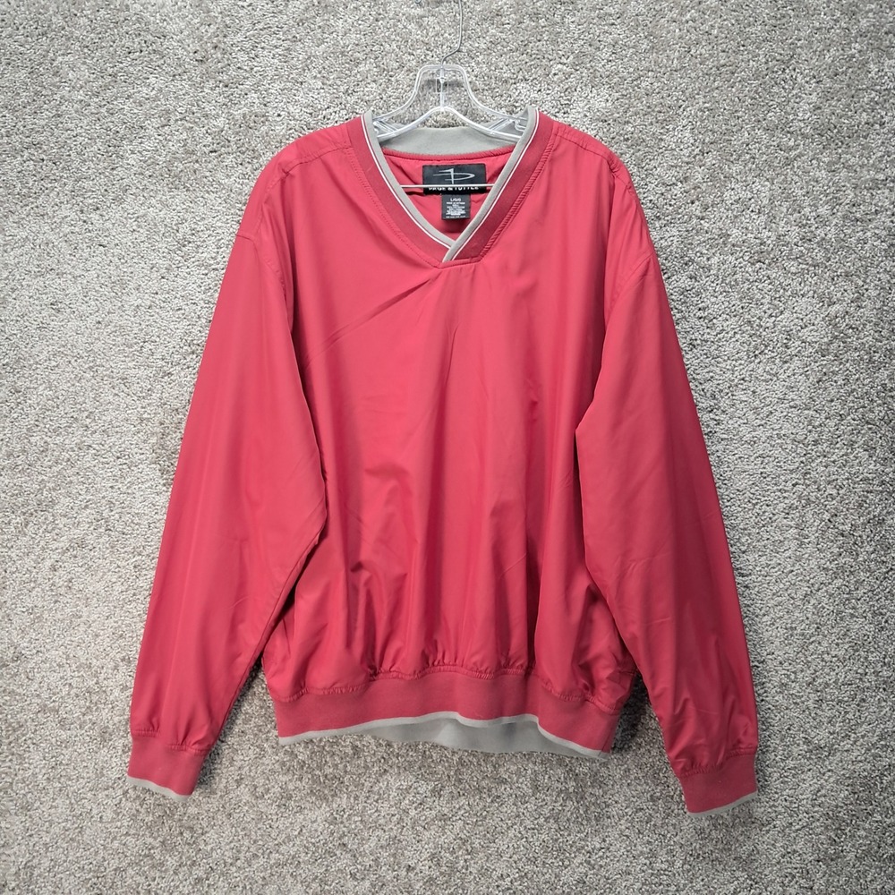 Page & Tuttle Mens V-Neck Golf Windbreaker Pullover Red Large L 8205
